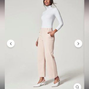 Spanx Pale Pink Stretch Twill Wide Leg Pants Size L